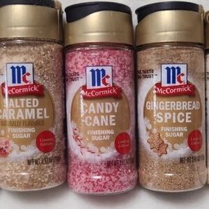 McCormick finishing sugars -3 - candy cane, Salted Caramel & gingerbread Spice
